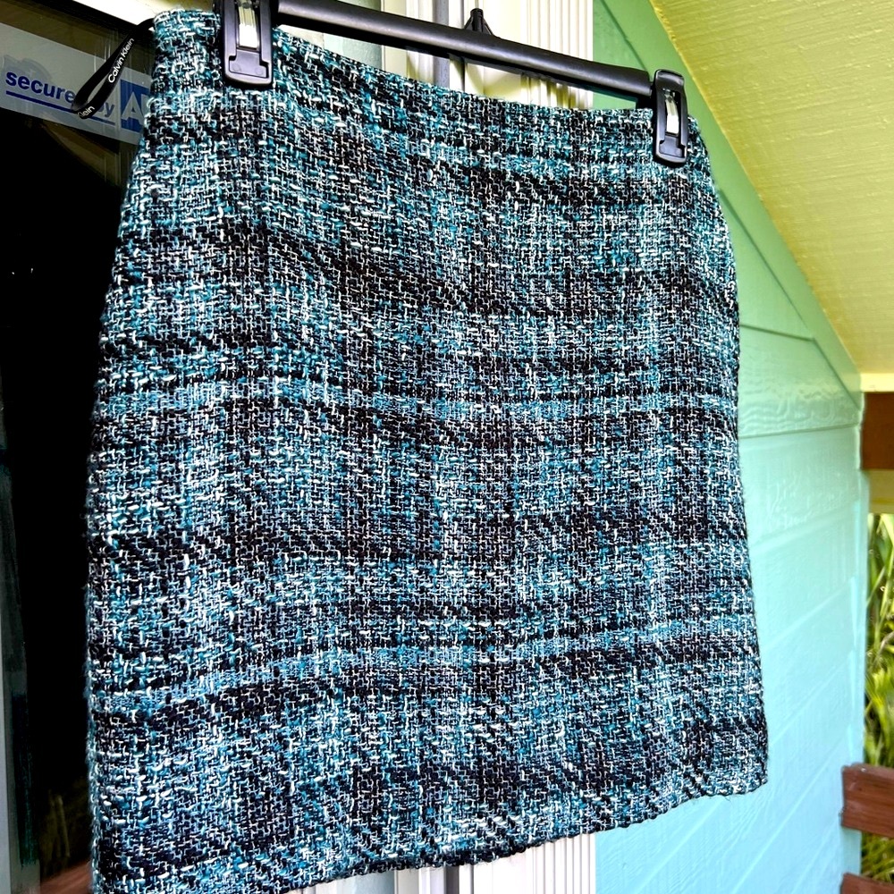 Calvin Klein Collection Blue Gray Pencil Mini Skirt